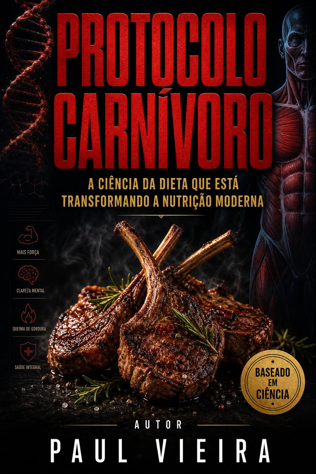 Capa Protocolo Carnívoro — exemplo de capa profissional gerada por IA (Fitness / Saúde)