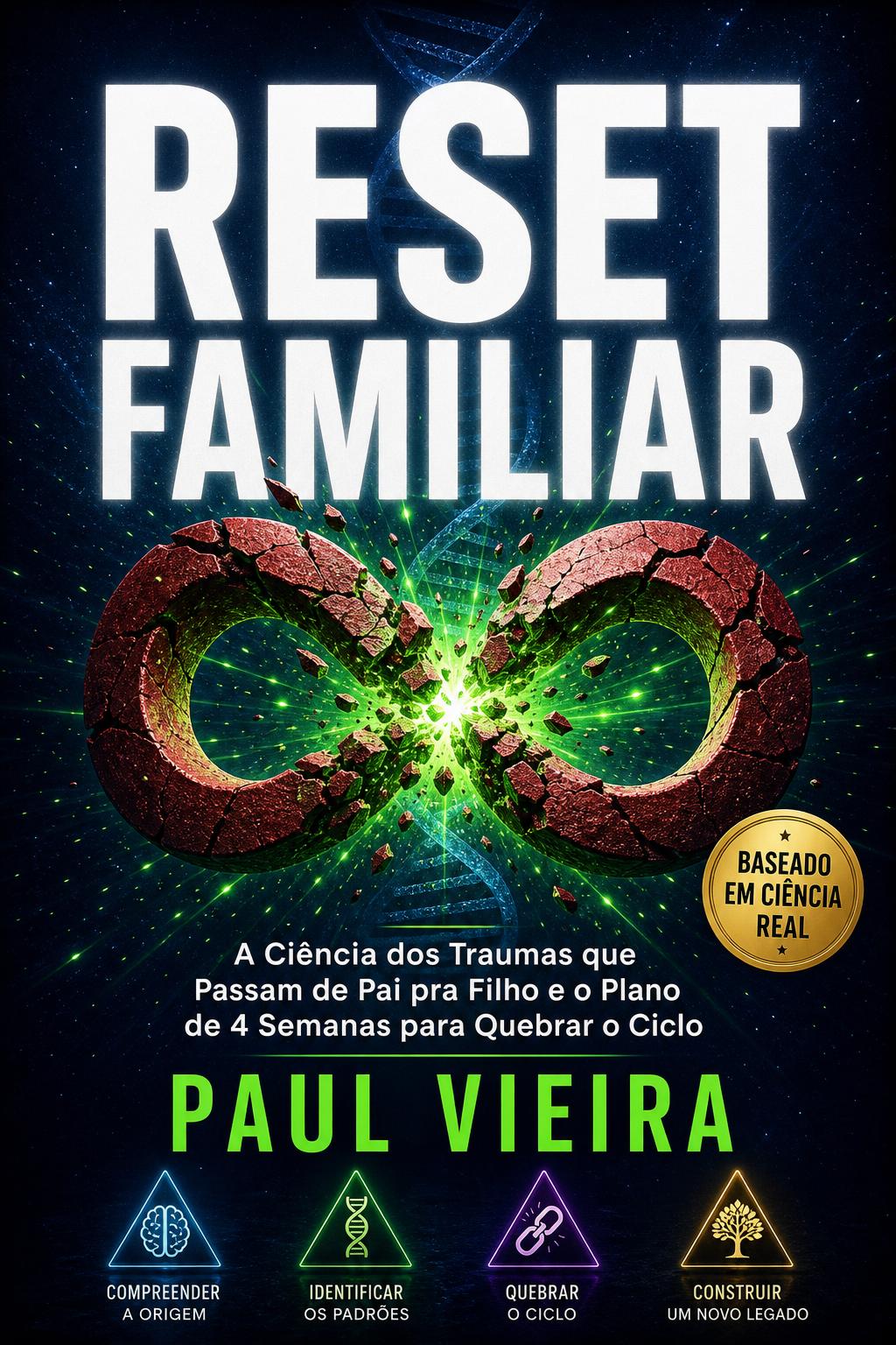 Capa Reset Familiar — exemplo de capa profissional gerada por IA (Autoajuda / Mindset)